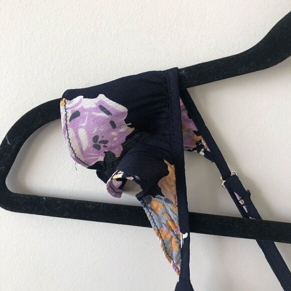 ROE + May Savona Navy Blue Floral Mini Wrap Dress - Picture 9 of 12